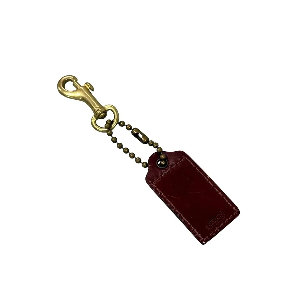 Coach Vintage Leather Hangtag Keychain British Tan Brass Trigger Snap Hook Brown